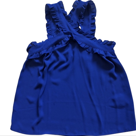 J. Crew Women's Blue Smocked Tank Top Polyester Size XXS - Picture 3 of 8